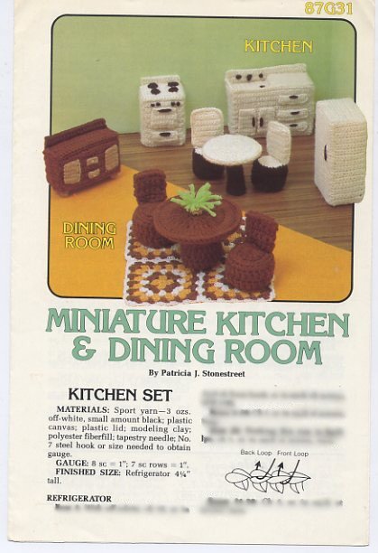 Annie's Attic Miniature Kitchen & Dining Room Crochet Pattern 87G31