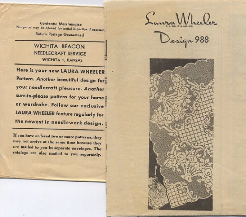 Laura Wheeler Design 988 Crocheted Filet Crochet Cloth Vintage Pattern