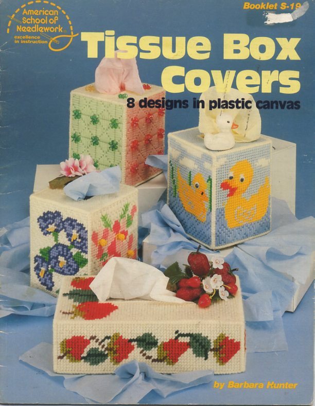 Tissue Box Covers 8 Designs in Plastic Canvas Patterns ASN Booklet S-19 - 3019