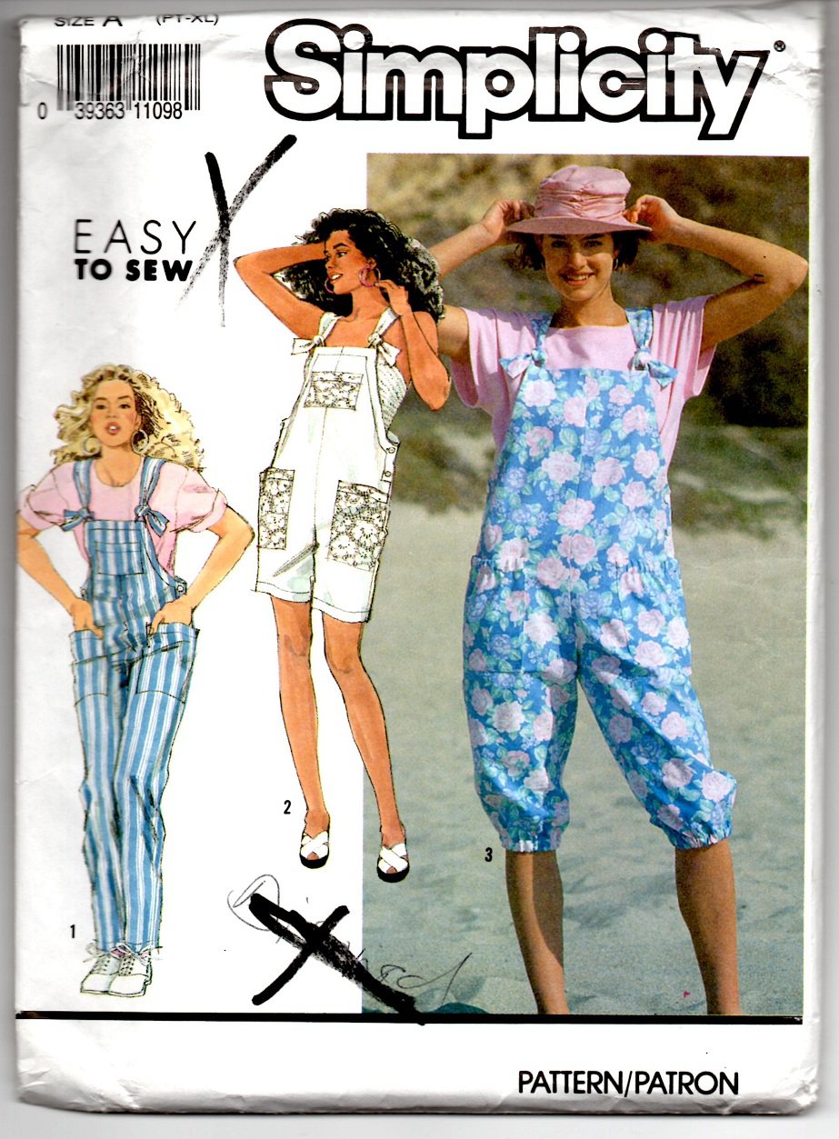 Simplicity 7176 Misses' Overalls in Three Lengths Pattern - Size (PT-XL ...