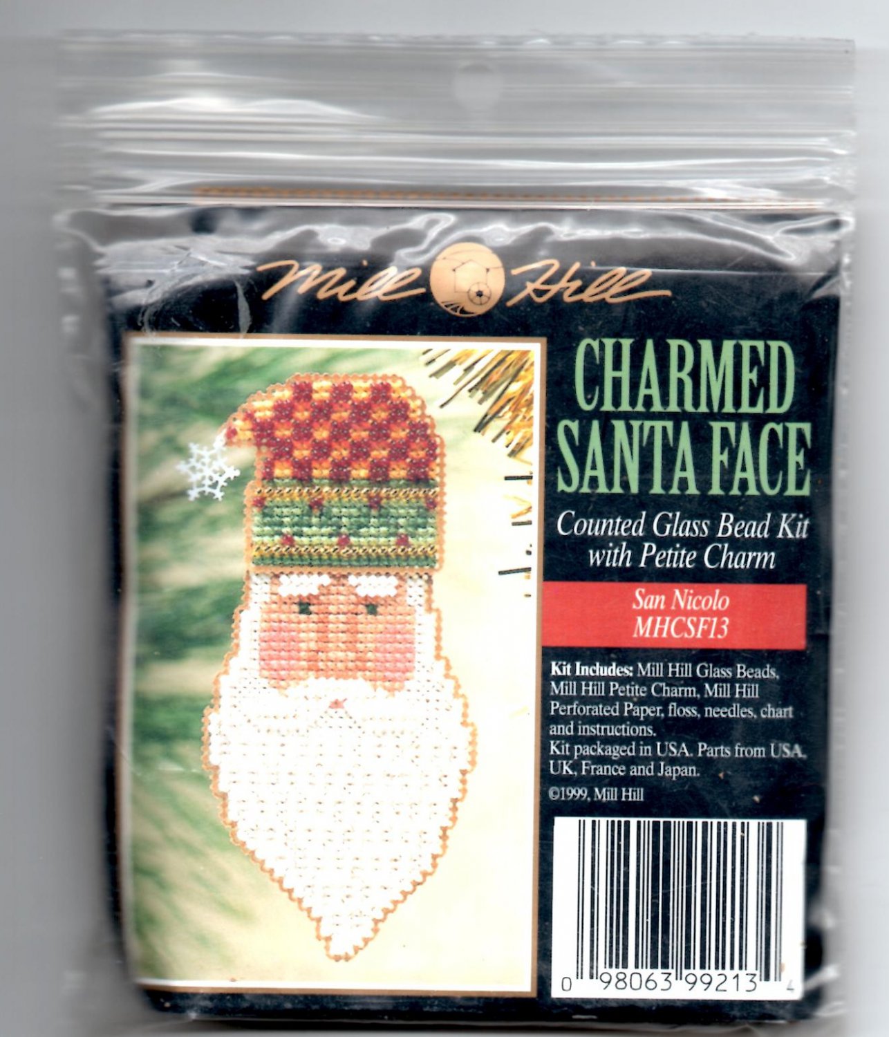 Mill Hill Charmed Santa Face Counted Glass Bead Kit with Petite Charm