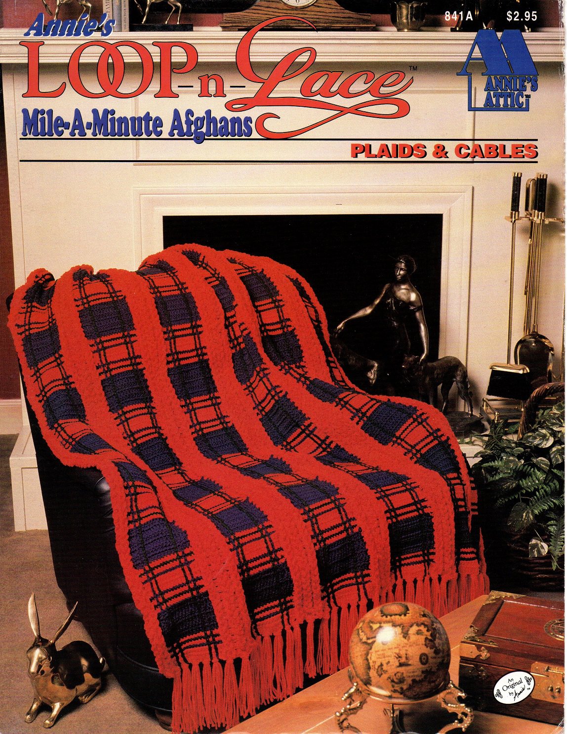 Annie's Loop-n-Lace Mile-A-Minute Afghan Crochet Pattern Plaids & Cables 841A