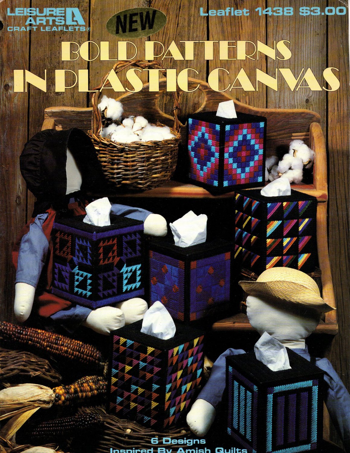 Bold Patterns in Plastic Canvas Tissue Box Covers Leaflet 1438 Leisure Arts