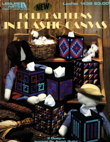 Bold Patterns in Plastic Canvas Tissue Box Covers Leaflet 1438 Leisure Arts