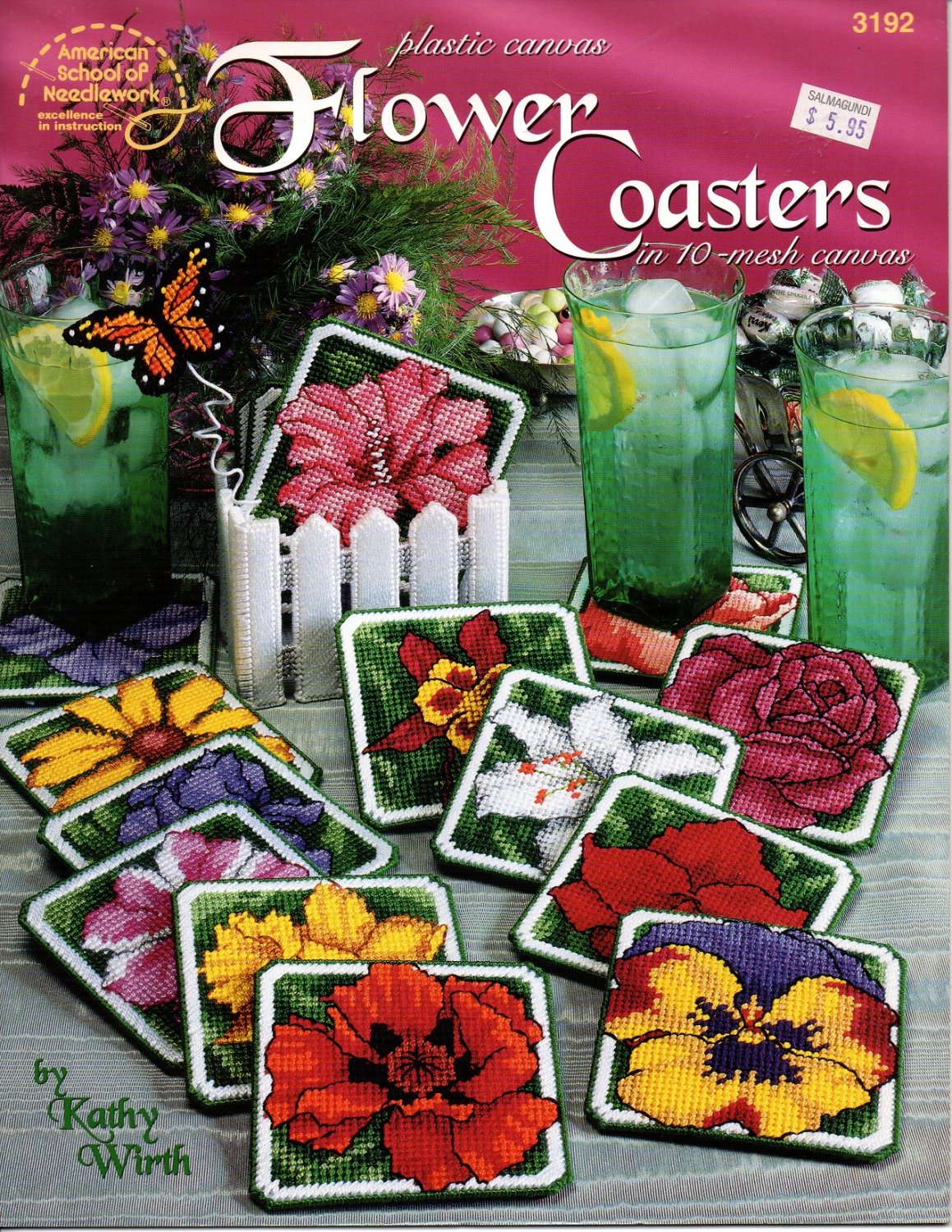 Plastic Canvas Flower Coasters Patterns American School of Needlework 3192