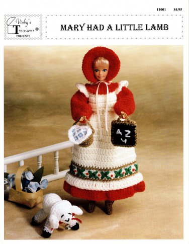 Mary Had A Little Lamb Crochet Pattern for 11  1/2" fashion dolls - Vicky's Treasures 11001