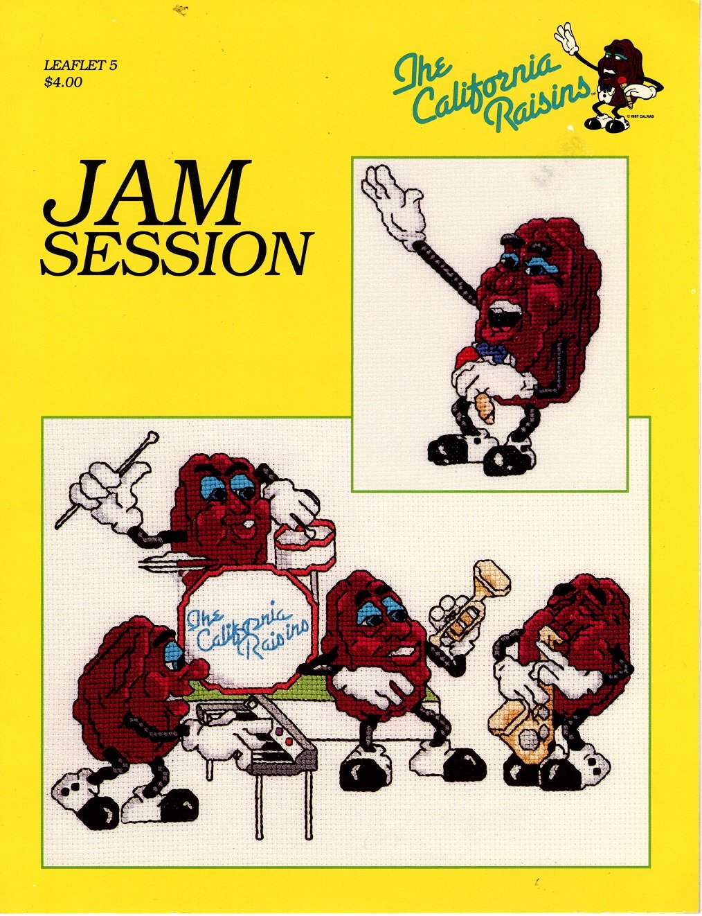 The California Raisins Jam Session Cross Stitch Pattern Leaflet 5