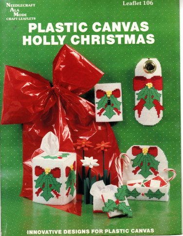 Plastic Canvas Holly Christmas Book - Needlecraft Ala Mode Leaflet 106