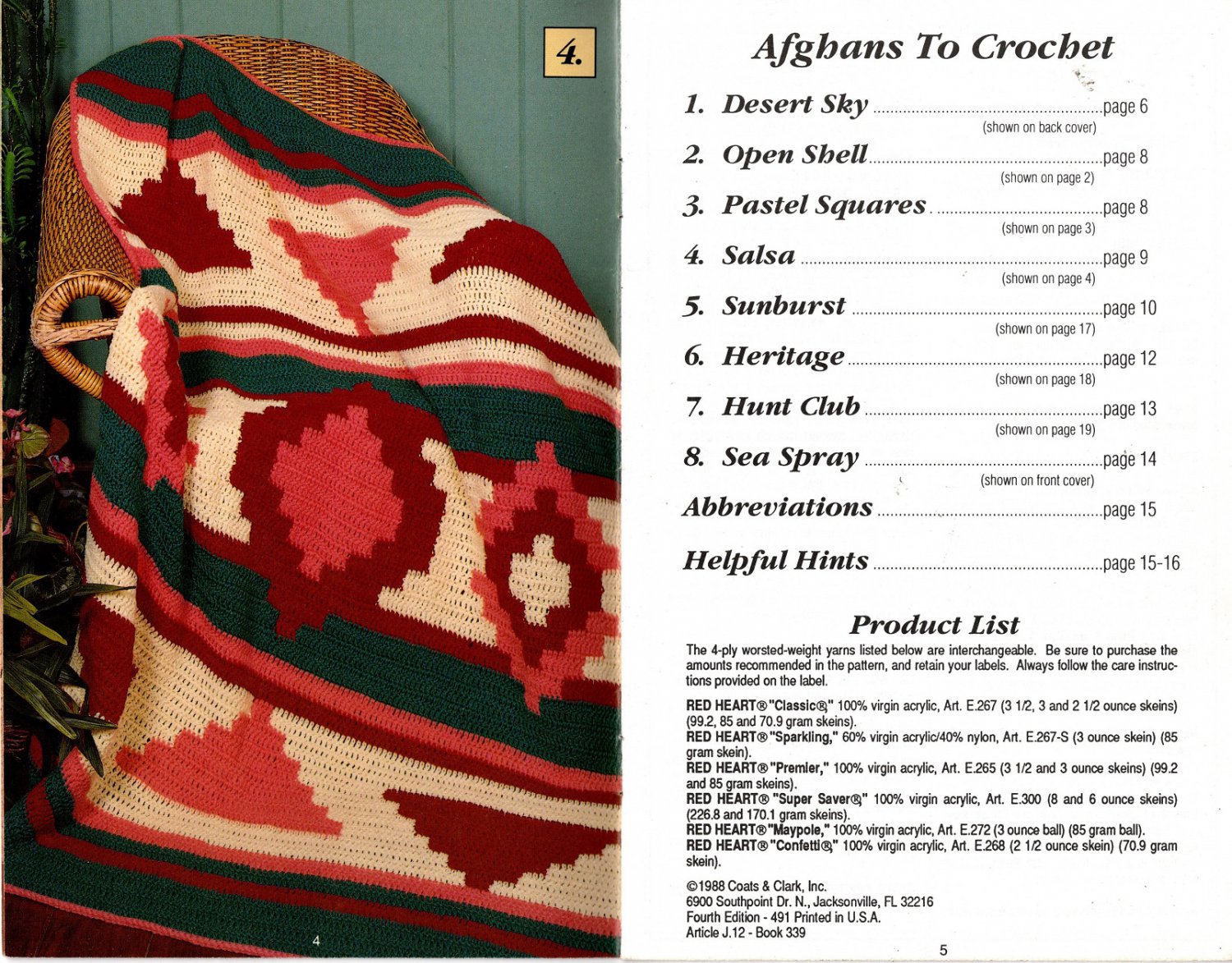 Afghans to Crochet - Red Heart Book 339