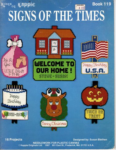 Signs of the Times Plastic Canvas Patterns Kount on Kappie Book 119