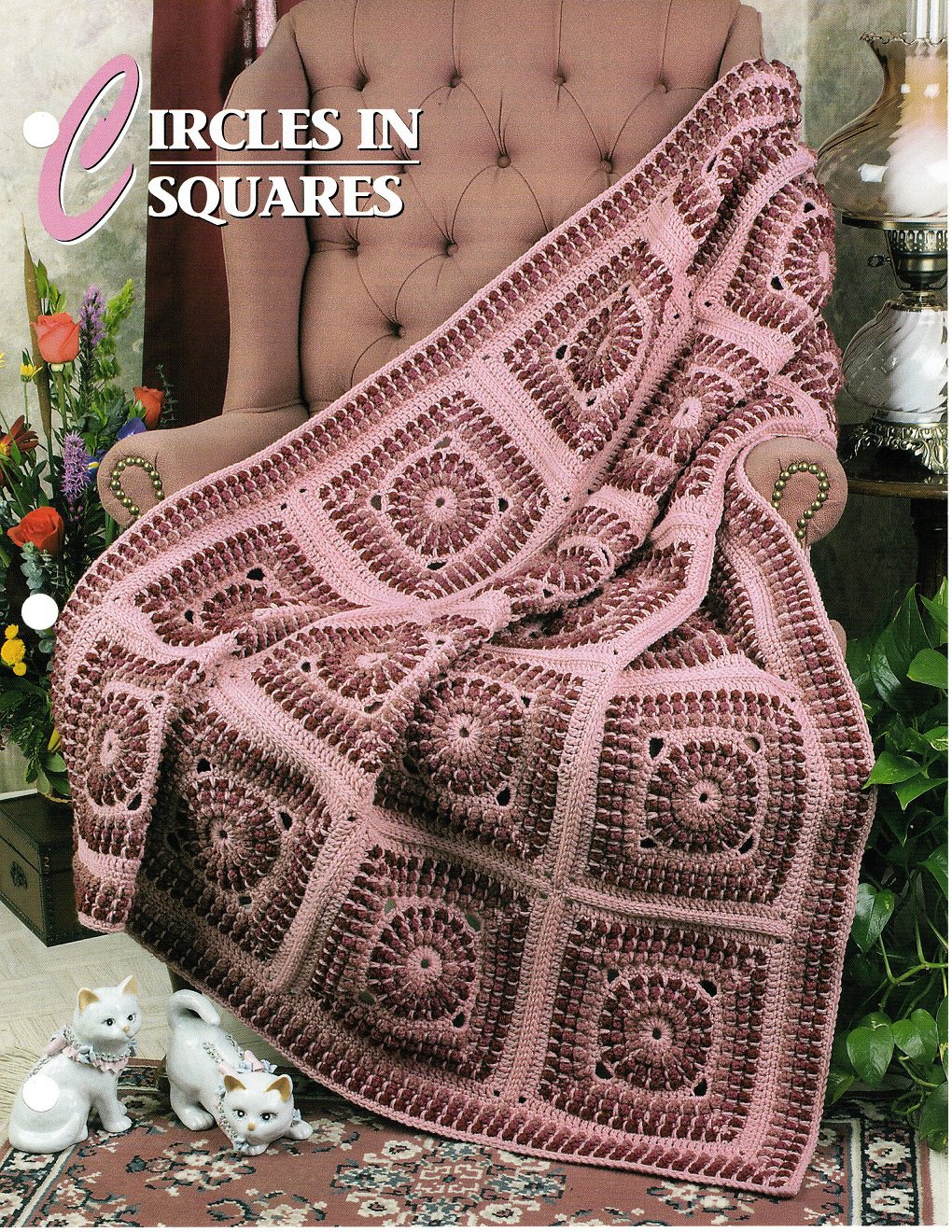 Annie's Crochet Quilt & Afghan Club Pattern Leaflet Circles in Squares QAC351-03