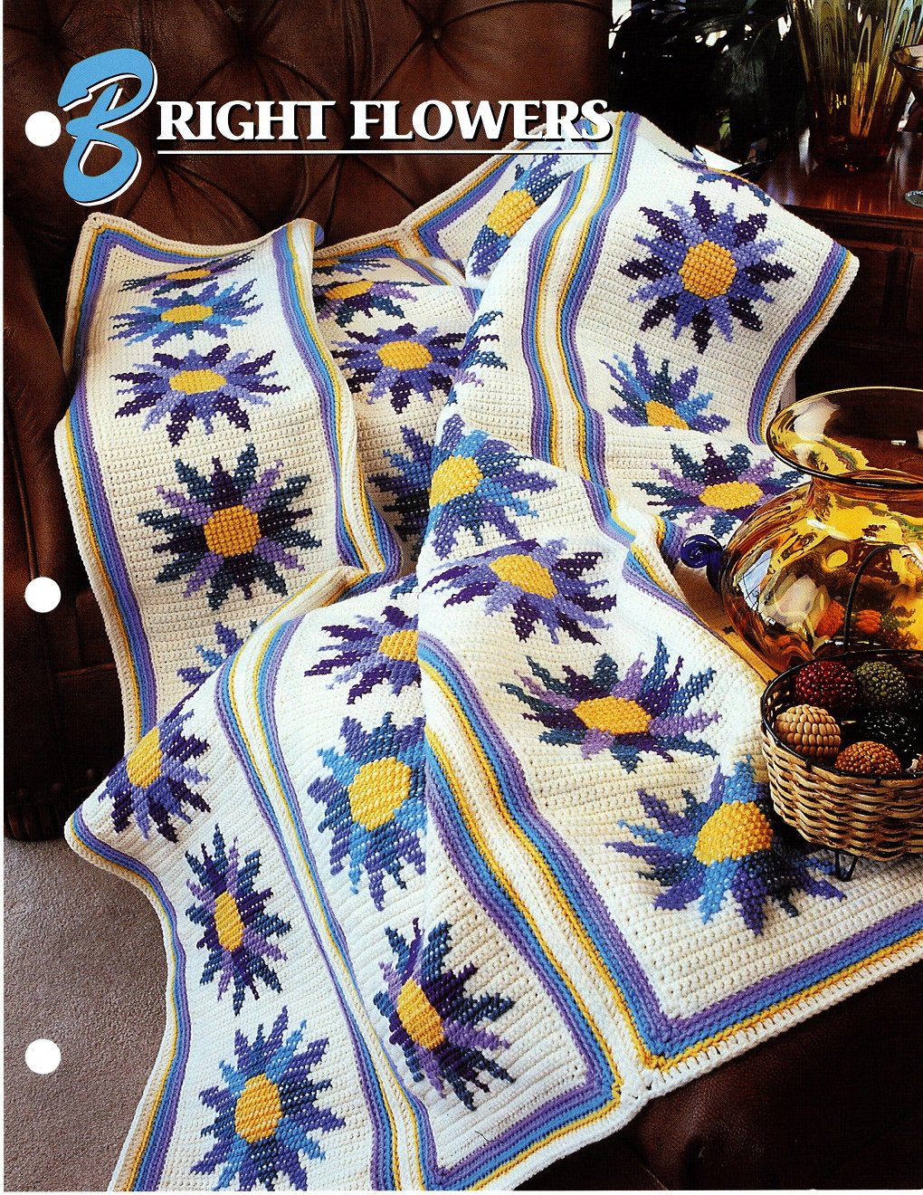 Annie's Crochet Quilt & Afghan Club Pattern Leaflet Bright Flowers QAC349-01