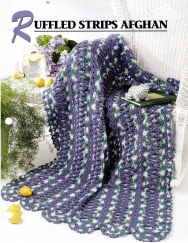 Annie's Crochet Quilt & Afghan Club Pattern Leaflet Ruffled Strips Afghan QAC350-03