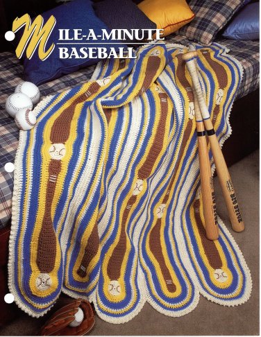 Annie's Crochet Quilt & Afghan Club Pattern Leaflet Mile-A-Minute Baseball QAC348-01