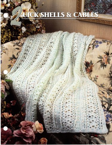 Annie's Crochet Quilt & Afghan Club Pattern Leaflet Quick Shells & Cables QAC348-04
