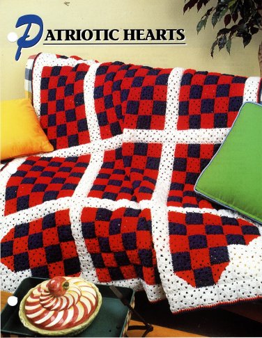 Annie's Crochet Quilt & Afghan Club Pattern Leaflet Patriotic Hearts QAC346-02