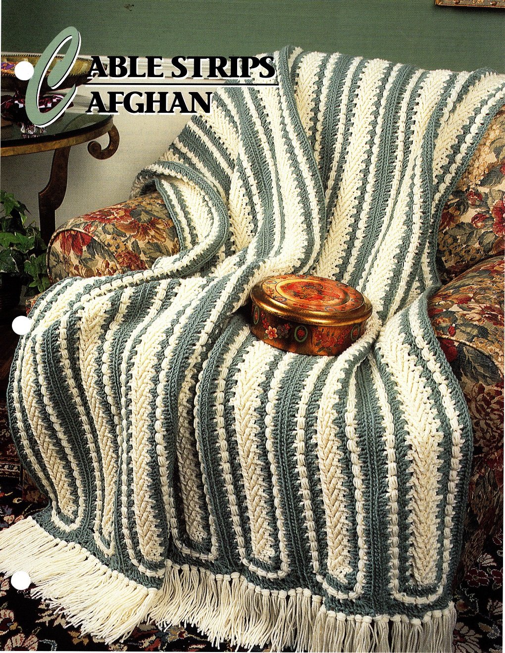 Annie's Crochet Quilt & Afghan Club Pattern Leaflet Cable Stripes
