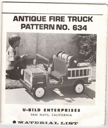 Antique Fire Truck Pattern No. 634 U-bild Enterprises