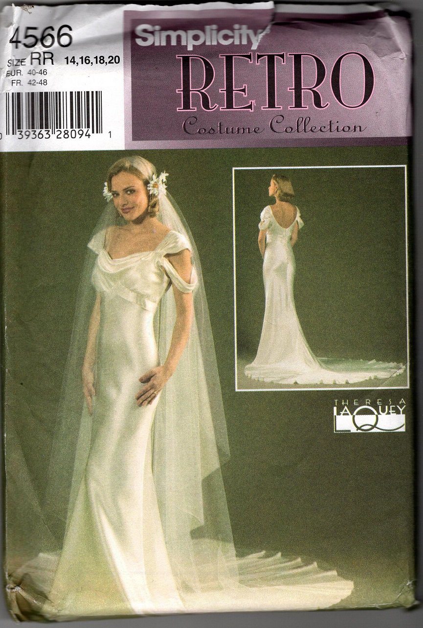Simplicity Retro Costume Collection Misses Gown And Veil Pattern 4566