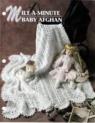 Annie's Crochet Quilt & Afghan Club Pattern Leaflet Mile-A-Minute Baby Afghan QAC338-05