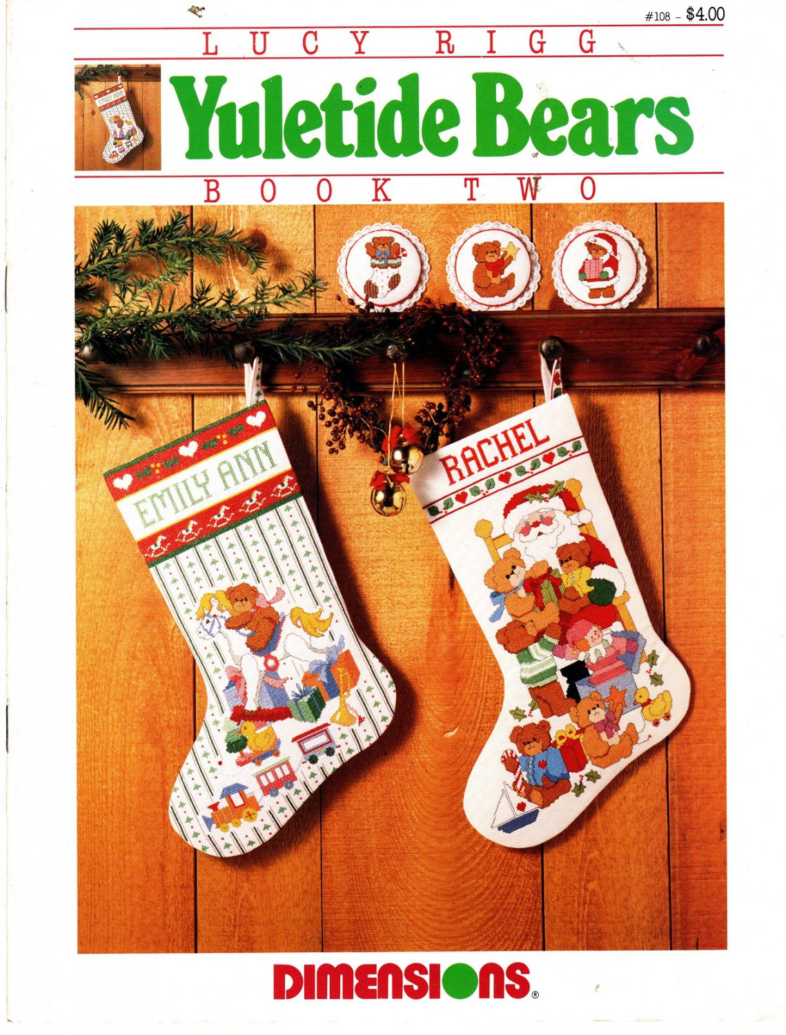 Lucy Rigg Yuletide Bears Book Two Cross Stitch Patterns Christmas Stocking Dimensions 108