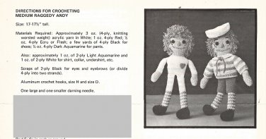 Crochet Medium 17" to 17 1/2" Tall Raggedy Andy Pattern - Seabourne Publications