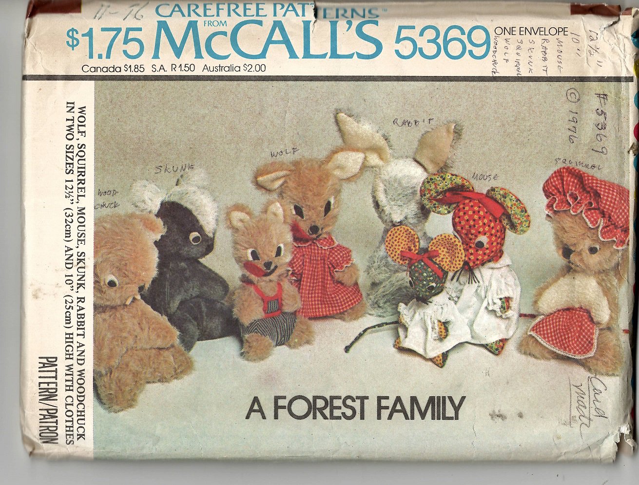 stuffed animal patterns mccall's