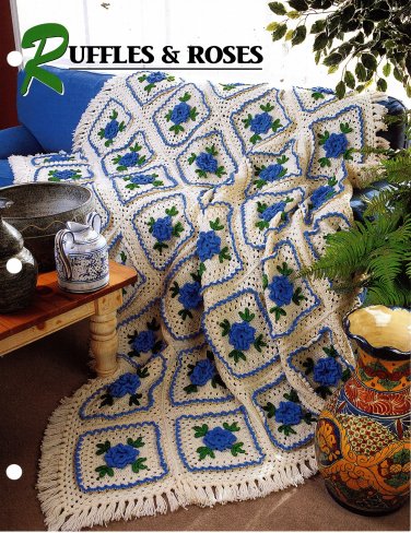 Annie's Crochet Quilt & Afghan Club Pattern Leaflet Ruffles & Roses QAC329-01