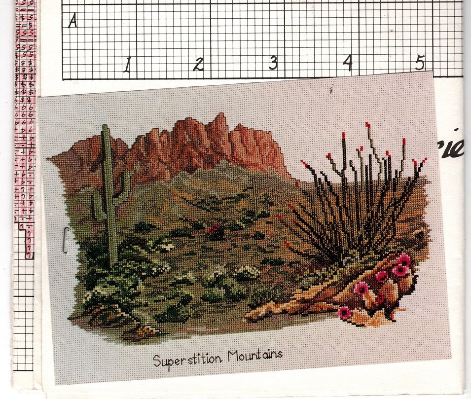 Art Ventures - Superstition Mountains Cross Stitch or Needlepoint Chart
