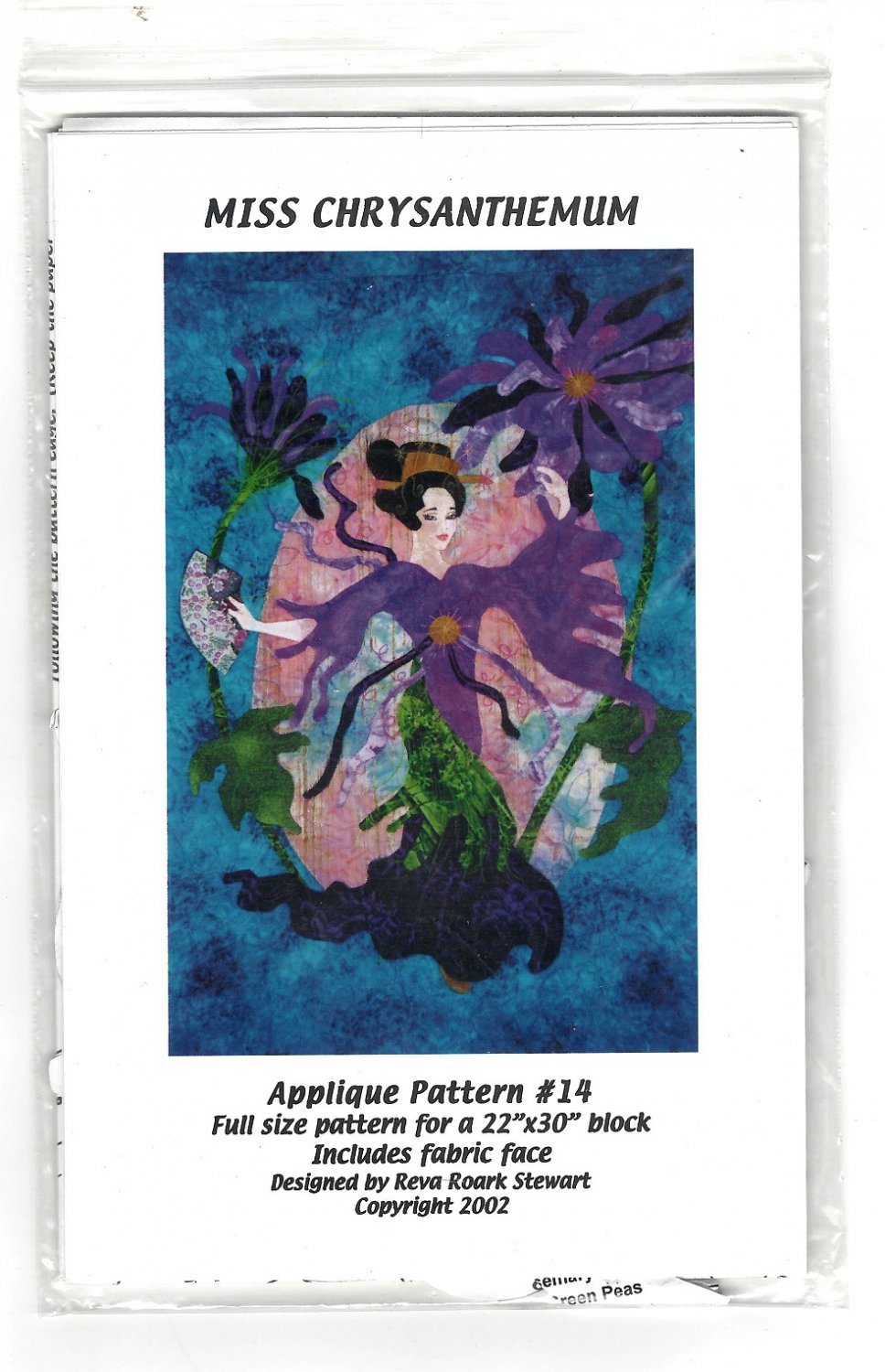 Miss Chrysanthemum Applique Pattern #14 - 22" x 30" Block - NO FABRIC FACE - Reva Roark Stewart