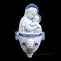 [A33 S] 4,3/4”X2,3/4” Italian Della Robbia ceramic FONT Madonna with child