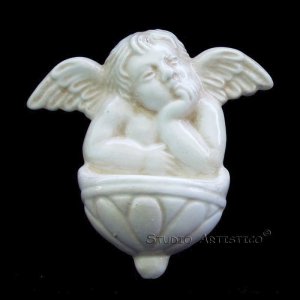 [A47 WH-A] 4â��X4,3/4â�� Italian Della Robbia ceramic HOLY WATER angel