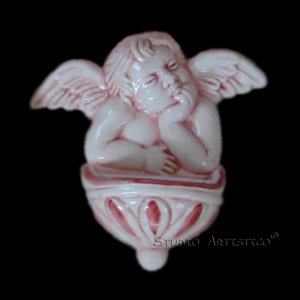 [A47 P] 4â��X4,3/4â�� Italian Della Robbia ceramic HOLY WATER angel