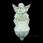 [A55 WH-A]  9”X4,1/4” Italian Della Robbia ceramic HOLY WATER angel