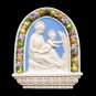 [S54 A] 9"X10,3-4" Italian Della Robbia ceramic Madonna with child (Virgin of the lili). Italy.