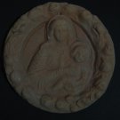 [N01] 5,3/4" Italian Della Robbia TERRA COTTA plaque Madonna with child Italy