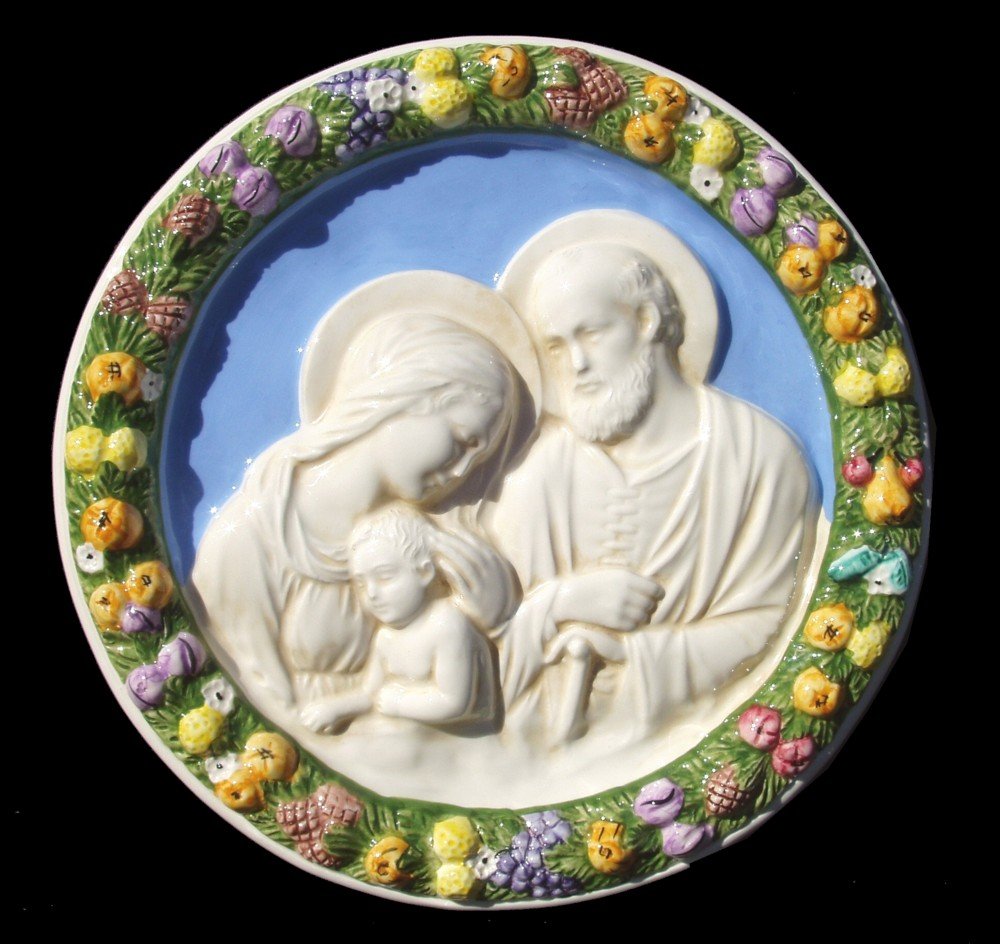 [S134 A] 11,1/2“ Italian hand made Della Robbia ceramic wall plaque ...