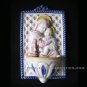 [A13 DEC-A] 7"X4" Italian Della Robbia ceramic HOLY WATER FONT Madonna with child