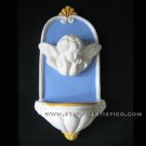 [A70 N] 8”X4”  Italian Della Robbia ceramic HOLY WATER angel