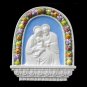 [S66 N] 10,1/2" x 9,1/2“ Italian hand made Della Robbia ceramic wall plaque HOLY FAMILY
