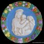 [S17 N] 17,3/4" Italian Della Robbia Virgin w child & baby St.John (Madonna of the chair) ceramic