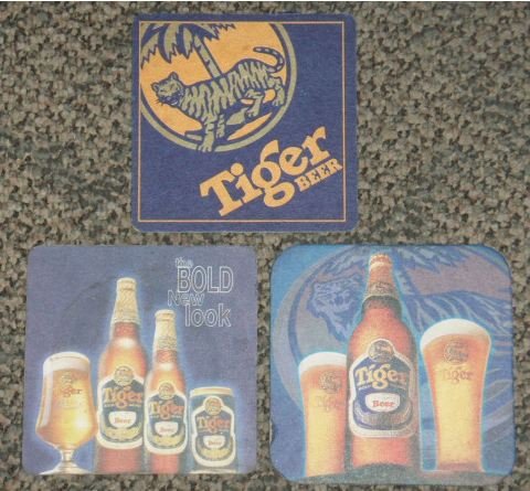 3 different Tiger Beer coasters #C-(Z1)
