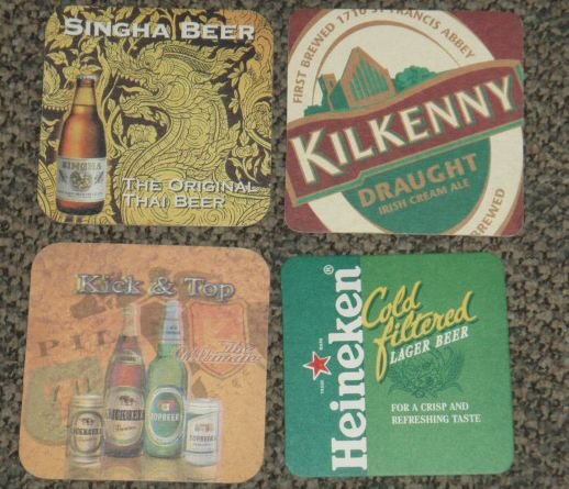 4 mix Malaysia beer coasters #S-(Z1)