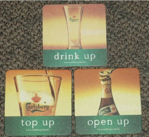 Malaysia 3 Carlsberg Beer paper coasters #F-(Z1)