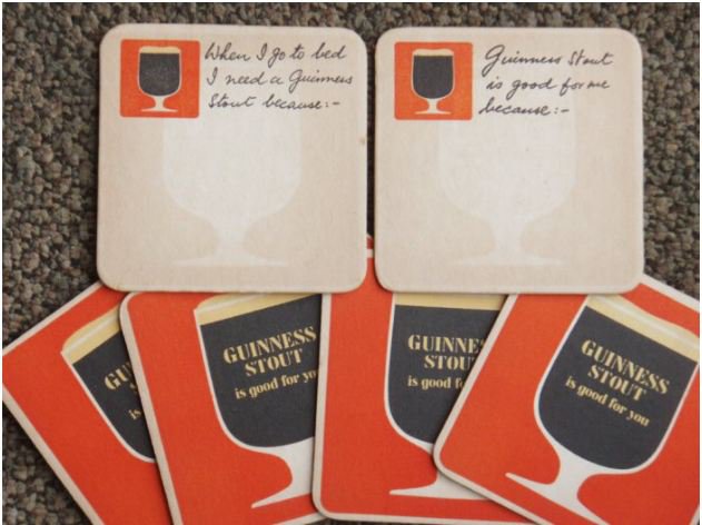 old Malaysia GUINNESS STOUT x 6 coasters "because"-(Z1)