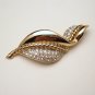 Designer CRAFT Vintage Rhinestone Brooch Pin Large Leaf
