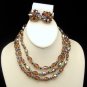 Vintage Crystal Bead Necklace Earrings Set 3 Multi Strands Swarovski