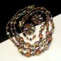 Vintage Crystal Bead Necklace Earrings Set 3 Multi Strands Swarovski