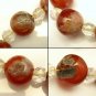 Vintage Chunky Necklace Large Carnelian Beads Crystals