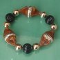 Vintage Bracelet Chunky Beads Black Brown Acrylic Metal